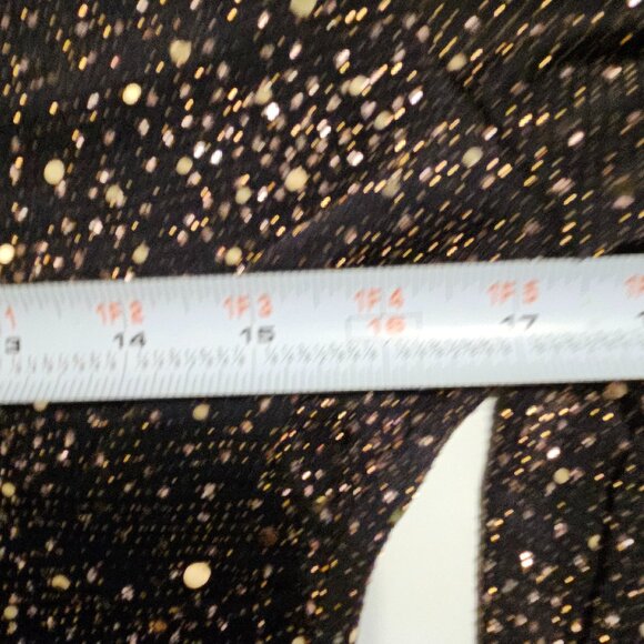 Alex & Sophia Glitter Side-Shirred V-Neck Black and Gold Top - Picture 12 of 12